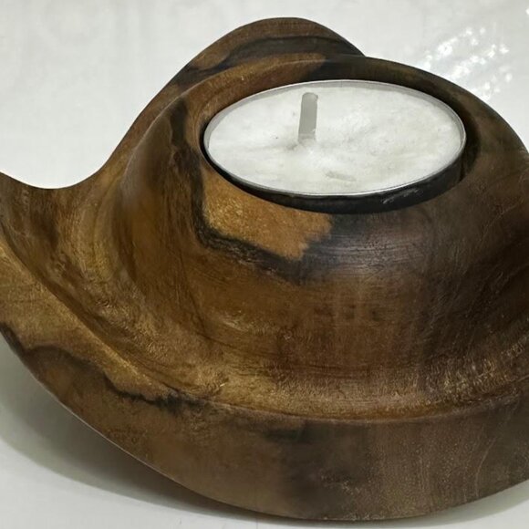 Handcrafted Natural Wooden Tealight Candle Holder – Organic Rustic Home Décor - Picture 4 of 6
